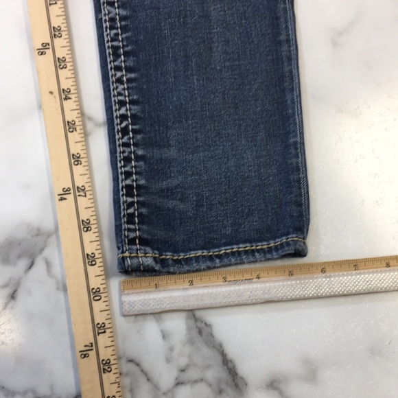Silver Suki Mid Pencil Skinny Jeans Womens 30/31 Dark Wash Distressed Denim - Picture 9 of 13